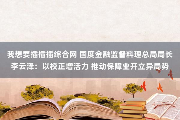 我想要插插插综合网 国度金融监督料理总局局长李云泽：以校正增活力 推动保障业开立异局势