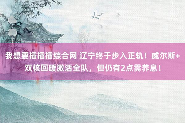 我想要插插插综合网 辽宁终于步入正轨！威尔斯+双核回暖激活全队，但仍有2点需养息！