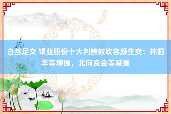 白丝足交 锡业股份十大判辨鼓吹容颜生变：林泗华等增握，北向资金等减握